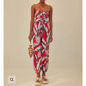 FARM Rio RED SUMMER FOLIAGE ORGANIC
COTTON JUMPSUIT - NWT